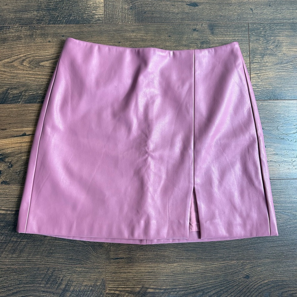 Anthropologie Maeve Micro Mini Faux Leather Skirt Mauve Size 12